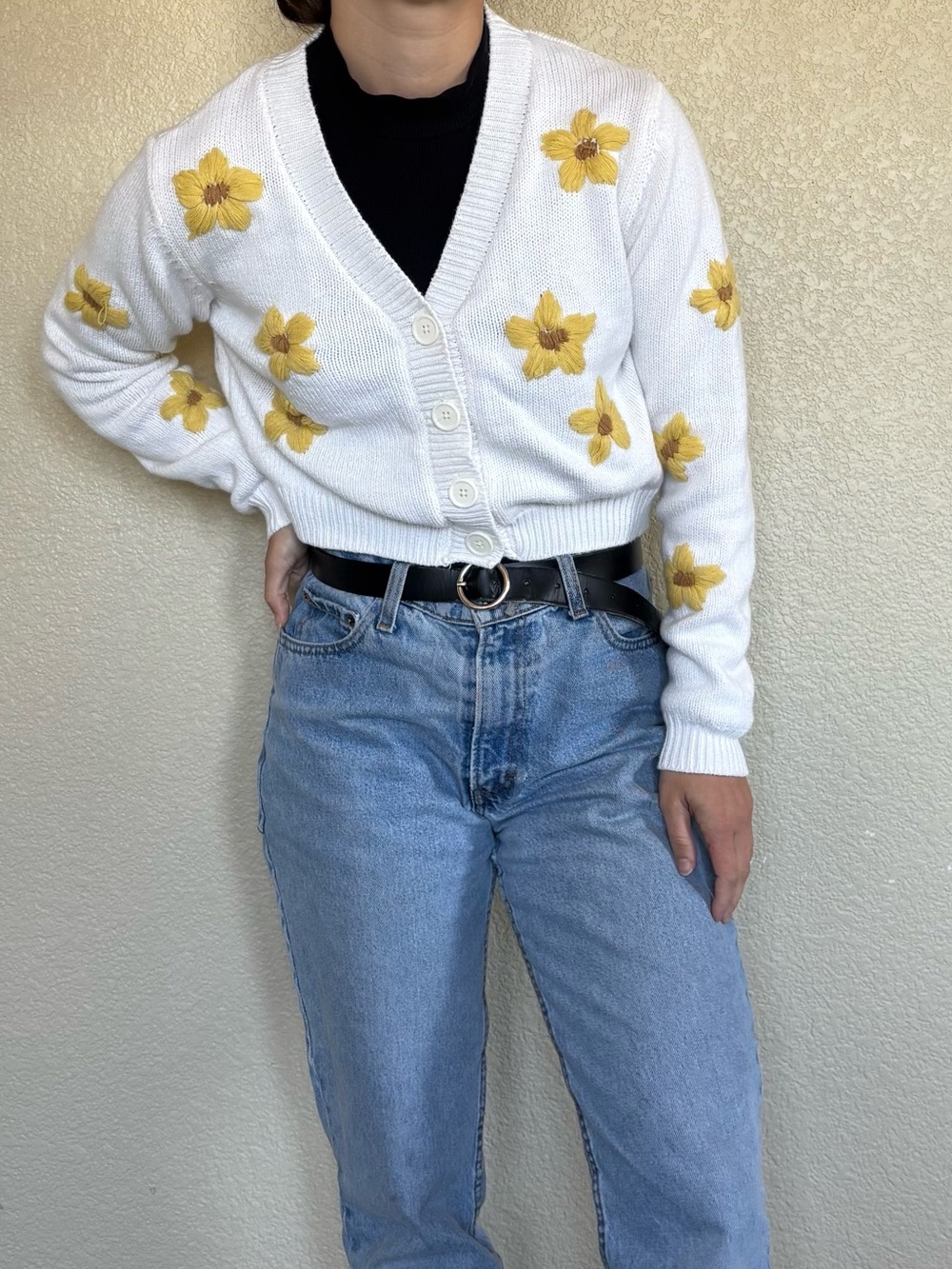 White Floral Cardigan